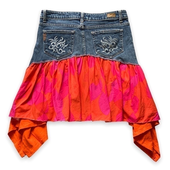 Paige Jeans Reworked Denim Skirt Hippy Boho Women’s Size 29 - Picture 2 of 10